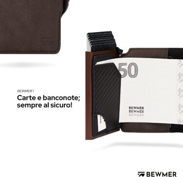 Преміум картхолдер BEWMER — тонкий гаманець для карт з RFID-захистом для жінок та чоловіків, коричневий