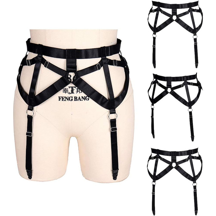 Жіночий корсет-накидка з пряжками, 4 кліпси, на шкарпетки, стилі Harajuku, універсальний розмір, чорний