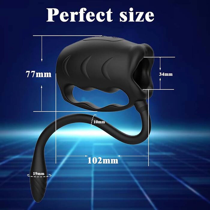 Вібратор для чоловіків з подвійним кільцем для статевого члена та анальним отвором, 2 мотори, 10 режимів, масажер простати, секс-іграшка