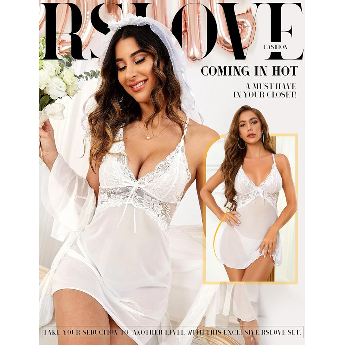 Халат жіночий мереживний RSLOVE, білий, XXL - ніжний бандажний халат для дому та сну