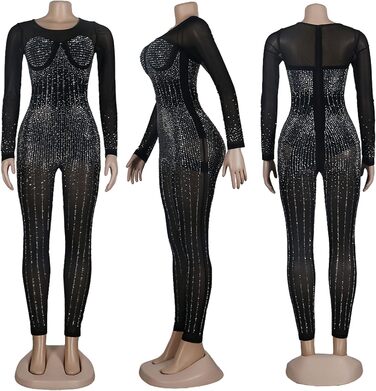 Жіночий ромпер з паєтками Nagfar – сексуальний комбінезон для вечірнього виходу, коктейльної вечірки, клубу. Чорний, XXL