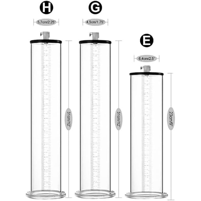 Прозора трубка з лінійкою для помпи для статевих органів, збільшення статевого члена, вакуумна помпа для чоловіків (H:30.5 * 5.7cm)