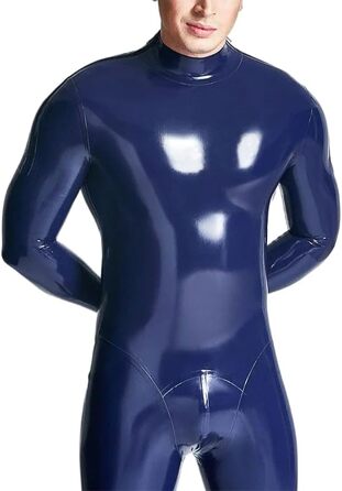 Комбінезон-боді з латексу для чоловіків DAJIES, рожевий. Латексний костюм з блискавками на плечах, фетиш-стиль