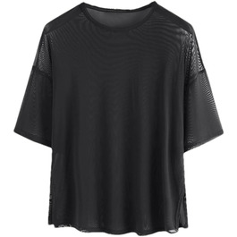 Чоловіча футболка Mesh - сексуальна, з короткими рукавами, прозора, для нічного клубу, вечірки, стильна