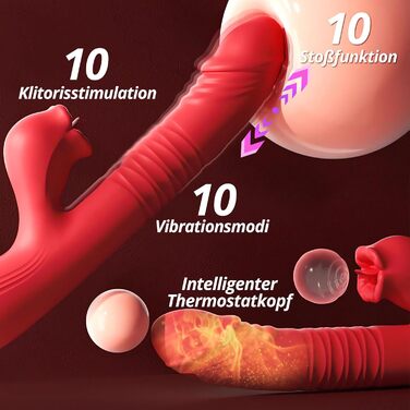 Секс-іграшка SXOVO для жінок 5 в 1, вібруючий масажер з 10 режимами стимуляції, нагріванням та стимуляцією G-точки (червоний)