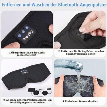 Маска для сну з Bluetooth-навушниками 3D, бездротові навушники для сну v5.4, дихаюча пов'язка для людей, що сплять на боці, для подорожей, йоги та медитації, миюча