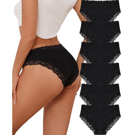 6 штук жіночих трусиків з бавовни, бразильські сліпи, мереживні труси, жіночі панчіхи, сексуальний хіпстер, труси, багатопакет S-XL, чорний