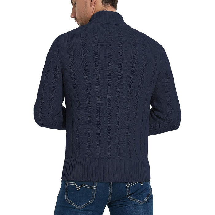 Чоловічий в'язаний кардиган NITAGUT на застібці, теплий зимовий Strickpullover, темно-синій (Navy Blue), приталений крій