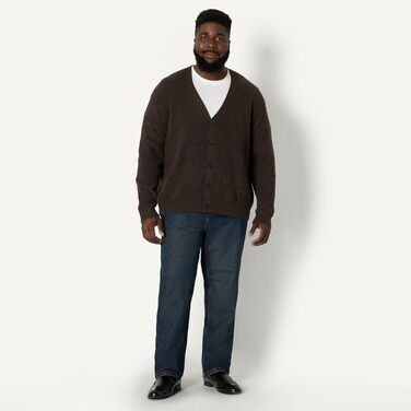 Чоловічий кардиган Amazon Essentials Relaxed Fit з бавовняного сумішевого трикотажу, колір шоколадно-коричневий меланж, розмір M