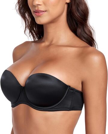 Леморосі: Безшовний бюстгальтер пуш-ап великих розмірів з підтримкою, з кісточками, мультивей, знімні бретелі (75B, чорний)