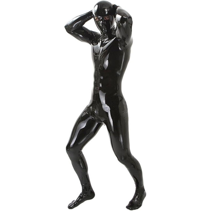 Комбінезон Zentai з латексу MCWJ для чоловіків та жінок (Unisex), чорний, розмір XXL