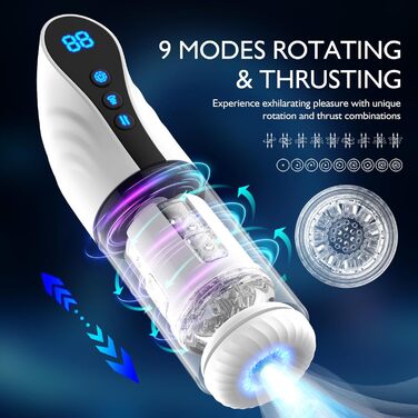 Електрична помпа для стимуляції чоловічого статевого органу з 9 рівнів вакууму, ротаційним та телескопічним функціями, LCD-дисплеєм. Автоматизована помпа для чоловіків. Іграшка для дорослих.