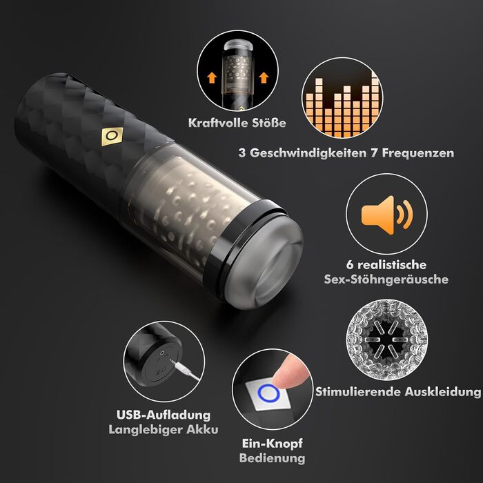 Іграшки для чоловіків: мастурбатор з 6 реалістичними голосами, 7 частотами, 4D текстурою, 380 вібрацій/хв, дискретна упаковка