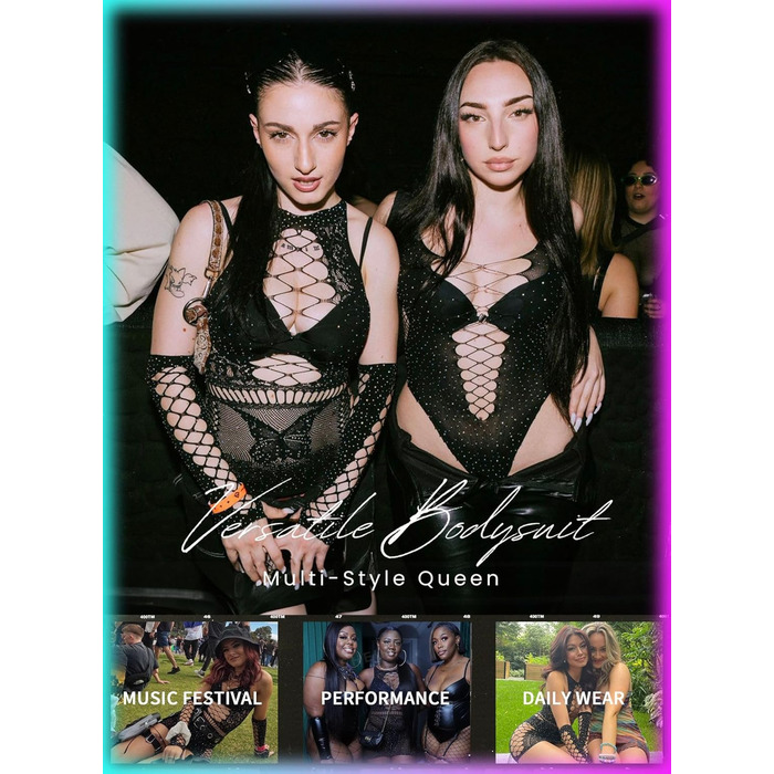 Елегантний жіночий комплект нижньої білизни Ella Lust: мереживний боді, сукня з паєтками та мереживні рукавички. Чорний, універсальний розмір.