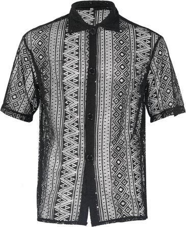 Прозора чоловіча сорочка сітка, мереживна майка, топ сітка для чоловіків, сексуальна білизна, повсякденний топ, чорний, S-4XL