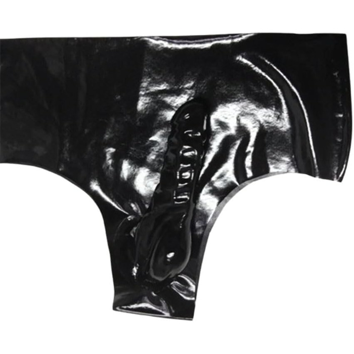 Латексні труси ALMYMM для чоловіків з захистом для статевого члена, облягаючі, екзотичні шорти, BDSM спідня білизна, фетиш, косплей, чорний, універсальний розмір XL