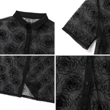 Чоловіча мереживна сорочка з короткими рукавами ABEHIK для рейв-вечірок та клубу (темно-синій, S)