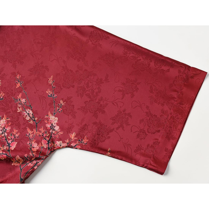 Жіночий халат-кімоно Ledamon: довгий, квітковий, бордовий (один розмір)