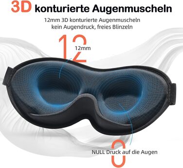 Маска для сну INNELO 3D з ефектом повного блокування світла, дихаюча маска з ефектом пам'яті (Memory Foam) для чоловіків та жінок, сіра