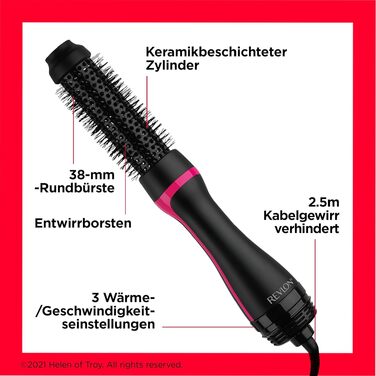 Фен-стайлер для об'єму Revlon Salon One-Step для короткого та середнього волосся, іонно-керамічний 2-в-1, кілька режимів нагріву, RVDR5282UKE, чорний