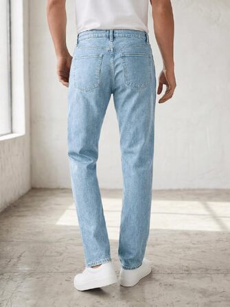 Чоловічі джинси Runcati Slim Fit з бавовни та стрейч, світло-блакитні, повсякденні та ділові штани (30W / 30L)