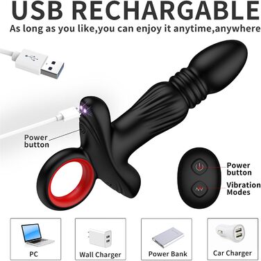 Вібратор для чоловіків Analvibratoren 9 режимів, з пультом, стимулятор простати, чорний