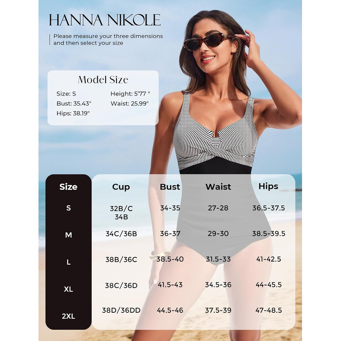 Tankini топ Hanna Nikole з контролем живота, принт 'Brutknoten', чорно-білий, XXL