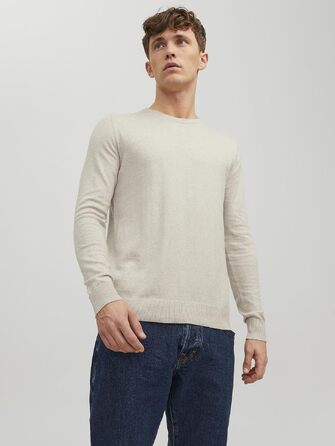 Чоловічий в'язаний светр Jack & Jones Jjeemil Knit Crew Neck Noos, колір Oatmeal (вівсяний)