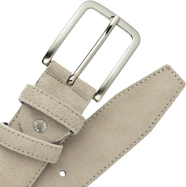 Рімень зі справжньої шкіри (wildleder) унісекс, Made in Italy, бежевий, ширина 3.5 см, розмір 115 (50-52)