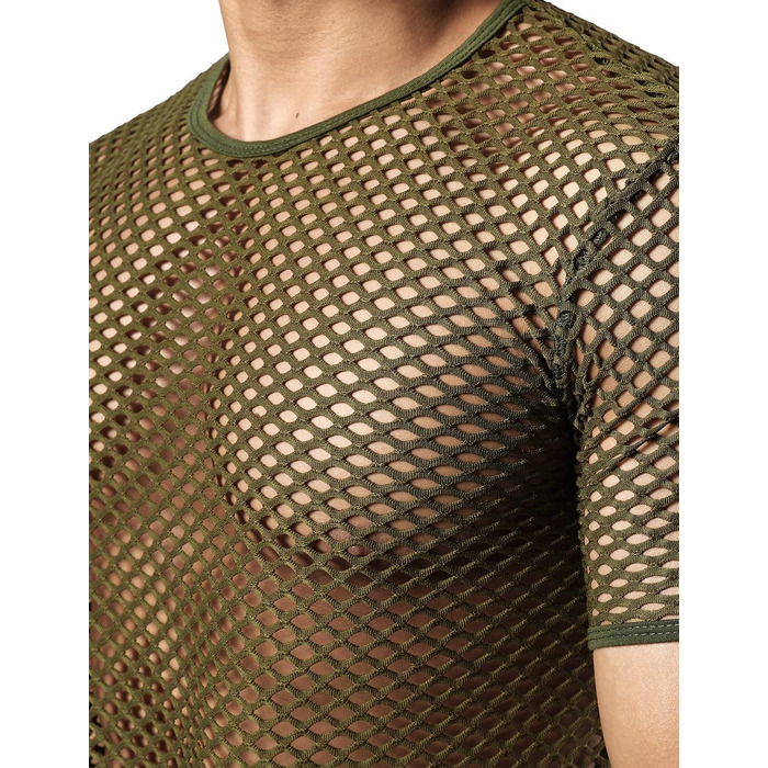 Чоловіча футболка JOGAL з еластичною сіткою, прозора, короткі рукави, армійний колір (L)