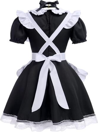 Костюм для косплею: сукня горничної, аніме, чорний, з вушками та рукавичками (5XL)
