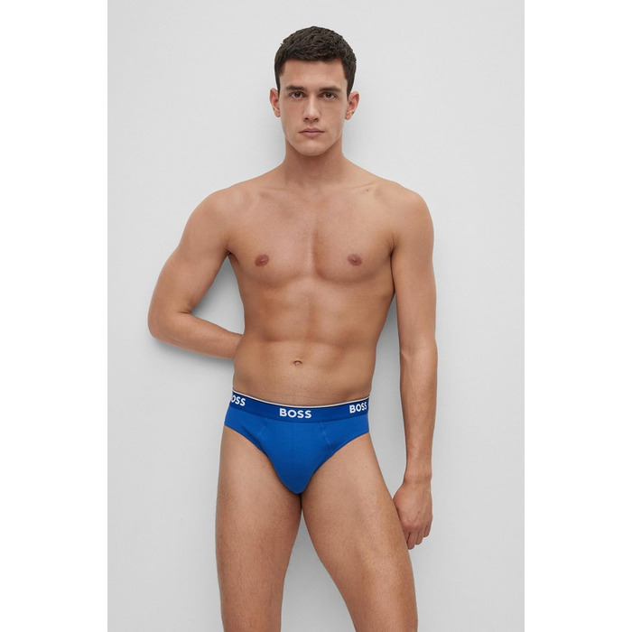 Труси чоловічі BOSS 3P Power з бавовни з логотипами, комплект 3 шт., M, темно-синій/антрацитовий/синій