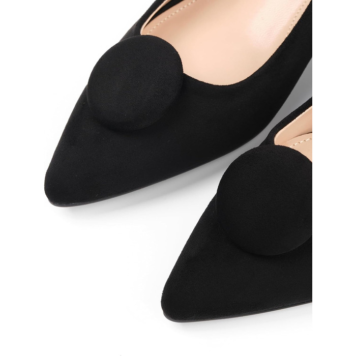 Жіночі туфлі-човники Slingback на стійких підборах 4 см, штучна замша, чорні, розмір 38 EU (вузька нога)