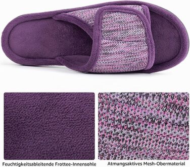Жіночі домашні капці-шльопанці RockDove з ефектом пам'яті (Memory Foam), регульований ремінець, колір баклажан, розмір 38/39 EU