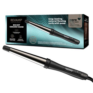 Конічний керамічний плойка-стайлер Revamp Progloss Big Wand для локонів та хвиль (32-19мм), з іонізацією, підставкою та терморукавичкою, чорний