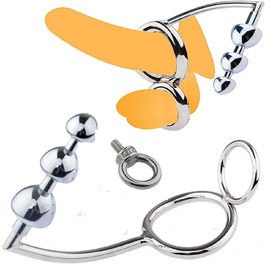 Кільце для пеніса з нержавіючої сталі, роздільник пеніса та яєчок з анальним гачком, для чоловіків, BDSM, фетиш, анальний плагін, кільце для яєчок, 40 мм