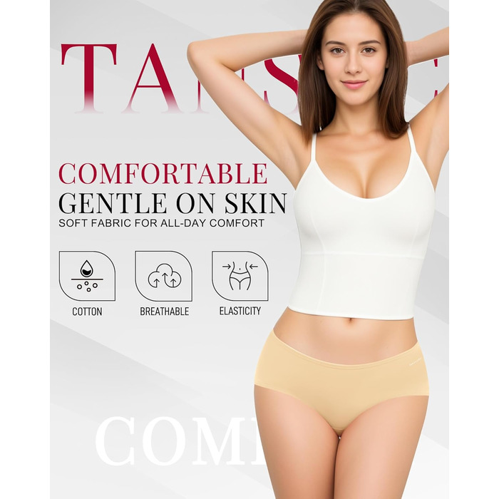 Танстц жіночі труси-сліпи з бавовни, 6 шт. в упаковці, низька посадка, еластичні, дихаючі, чорні (XL)