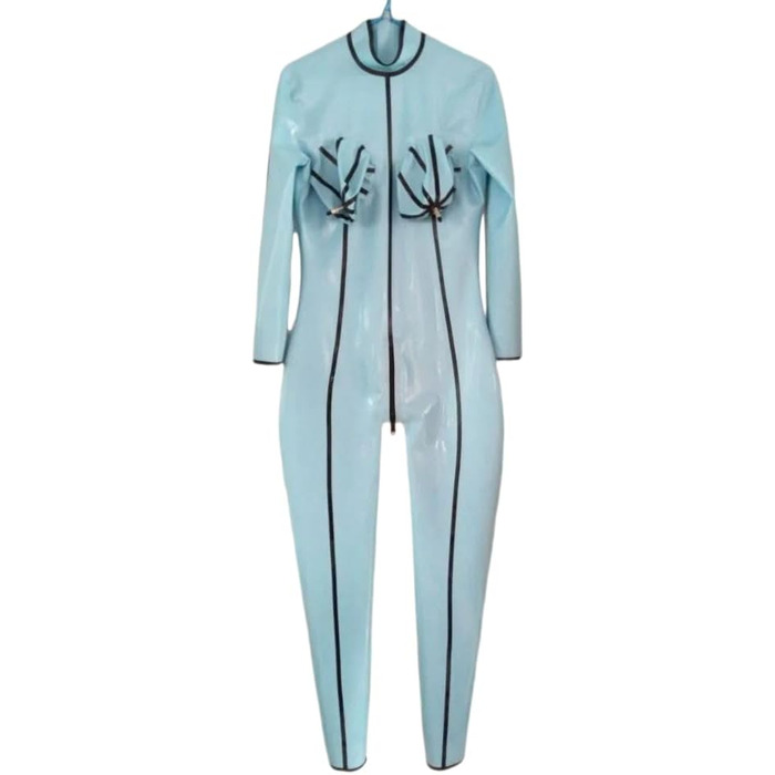 Латексні штани GAYLOP: комбінезон-костюм з надувною грудьми, чорний, XS