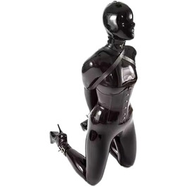 Костюм-комбінезон з латексу GAYLOP 3D з вирізаними котами, чорний, L