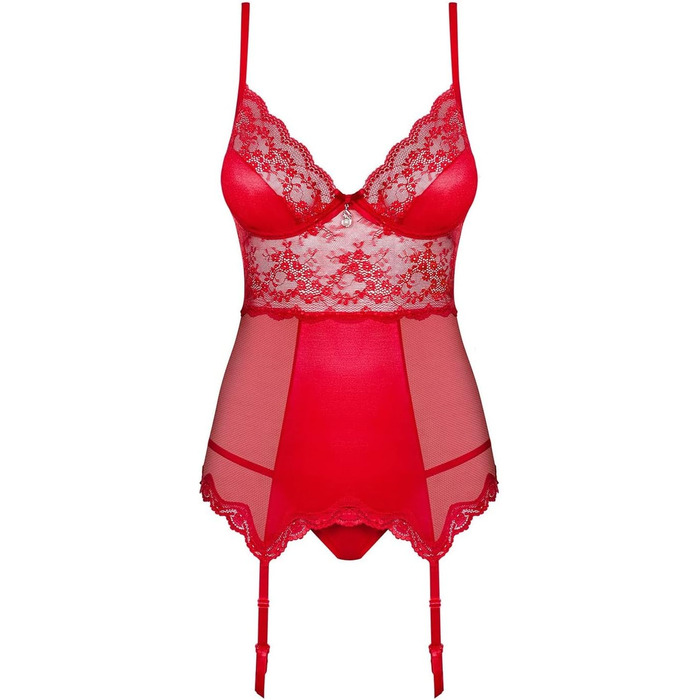 Сексуальний жіночий комплект білизни Selente Love & Fun: корсет, танга, стринги та шовкова маска для очей, червоний, XXL, виготовлено в ЄС