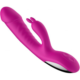 Вібратор силіконовий для G-точки з 10 режимами вібрації, нагріванням, для жінок. Кролик, Dildo, Рожевий