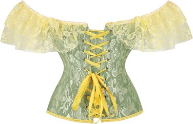 Жіноче корсетне бюстгальтер з шнурівкою, квітковий принт, вінтажний стиль, під грудьми, застібка спереду, XXL, B-зелений