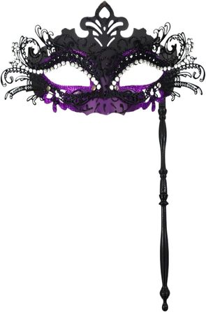 Вечірня маска на обличчя з держаком для жінок, мереживна маска для вечірок, випускного, маскараду, сцени, косплею (червона, небесно-блакитна)