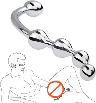 Анальний плаг з подвійним наконечником з нержавіючої сталі для масажу простати та стимуляції G-точки. Підходить для чоловіків та жінок.