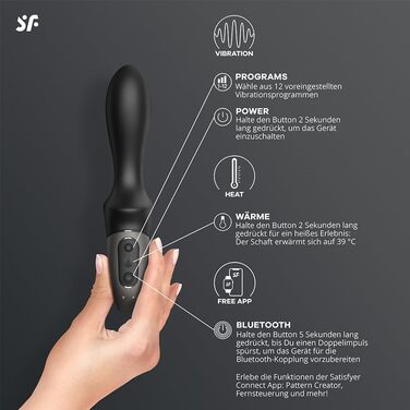 Satisfyer Heat Climax Connect - аналізатор з нагрівом та керуванням через додаток | Інтимна іграшка для ануса | Унісекс | 20,5 см