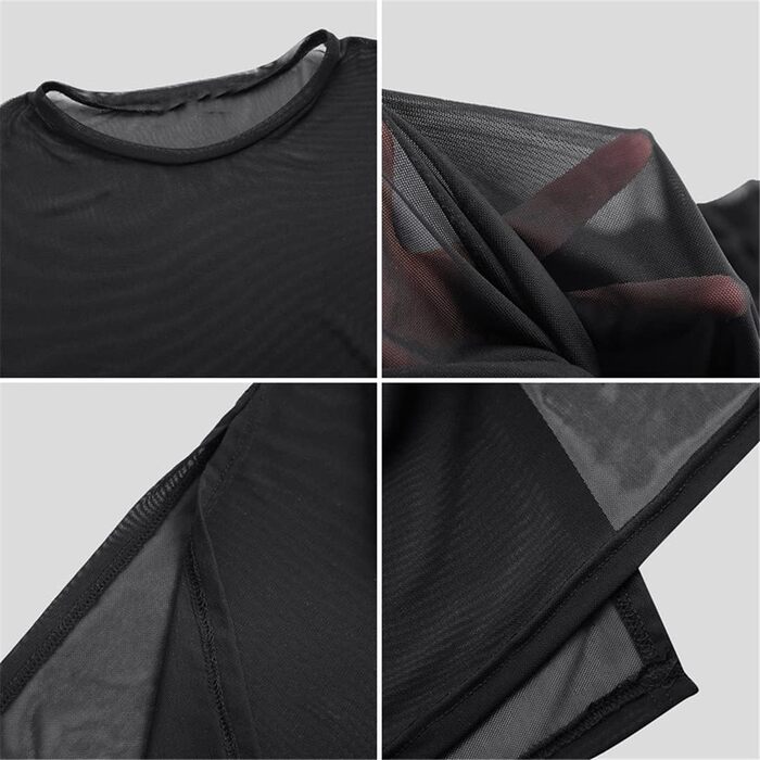 Чоловіча футболка Mesh - сексуальна, з короткими рукавами, прозора, для нічного клубу, вечірки, стильна