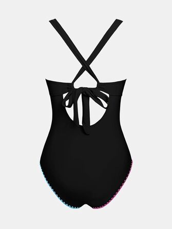 CUPSHE Цілісний купальник з V-подібним вирізом, регульовані бретелі, драпірування (Чорний, М)