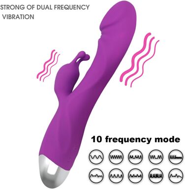 Вібратор для жінок Klitoris та G-точка, Rabbit Silikon, 10 режимів, анальний дildo, реалістичний секс-іграшка, фіолетовий