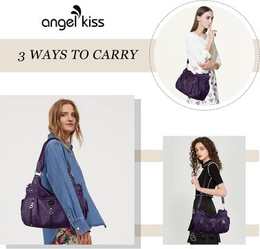 Жіноча сумка-шопер Angelkiss через плече з екошкіри, велика сумка-хобо та сатчел (фіолетова)
