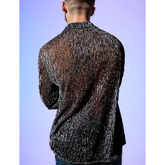 Чоловіча прозора футболка Panegy з мереживом та сіткою, чорна (M)